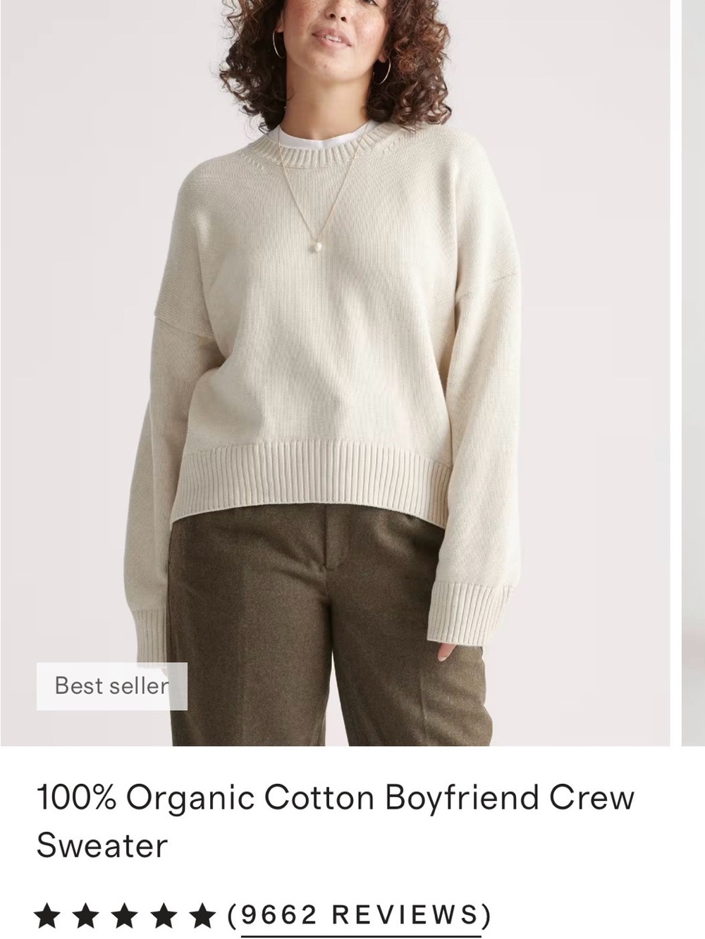 Quince Organic Cotton Boyfriend Crew Sweater - Cream